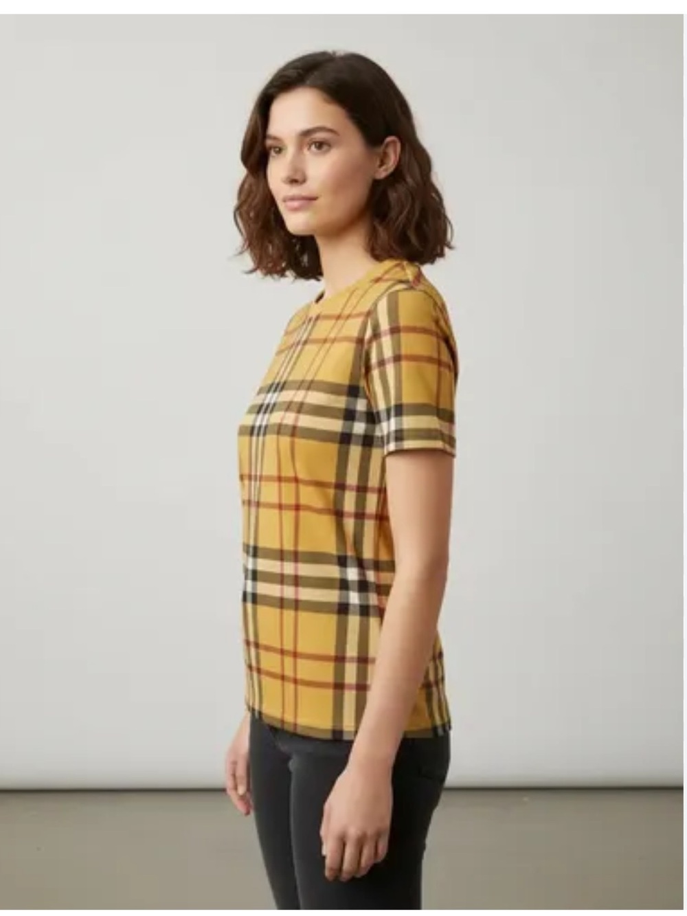 Twik Preppy novacheck plaid  tartan top- NWOT SzM- Mustard yellow-Clueless vibes - Picture 7 of 7